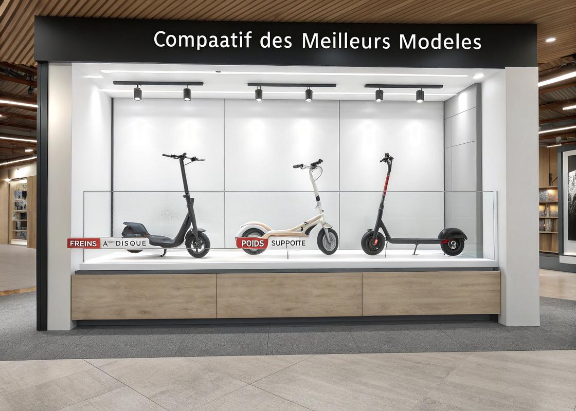 Collage stylisé montrant des utilisations variées de trottinettes tout-terrain non électriques en différents lieux, avec des conducteurs en action sous une lumière du soir chaude et la mention 'Pour Tous Les Terrains' en graphisme rétro dynamique